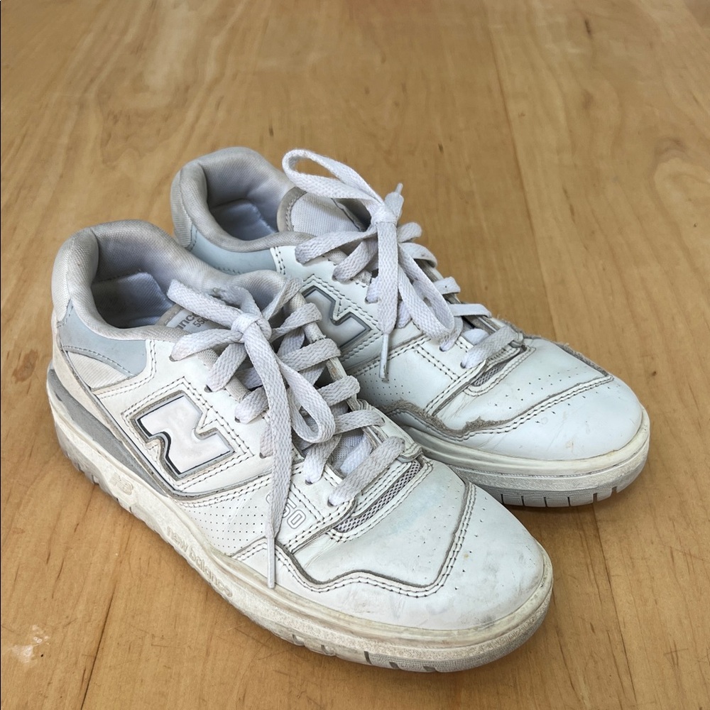 New Balance White 550 Sneakers with Silver Logo